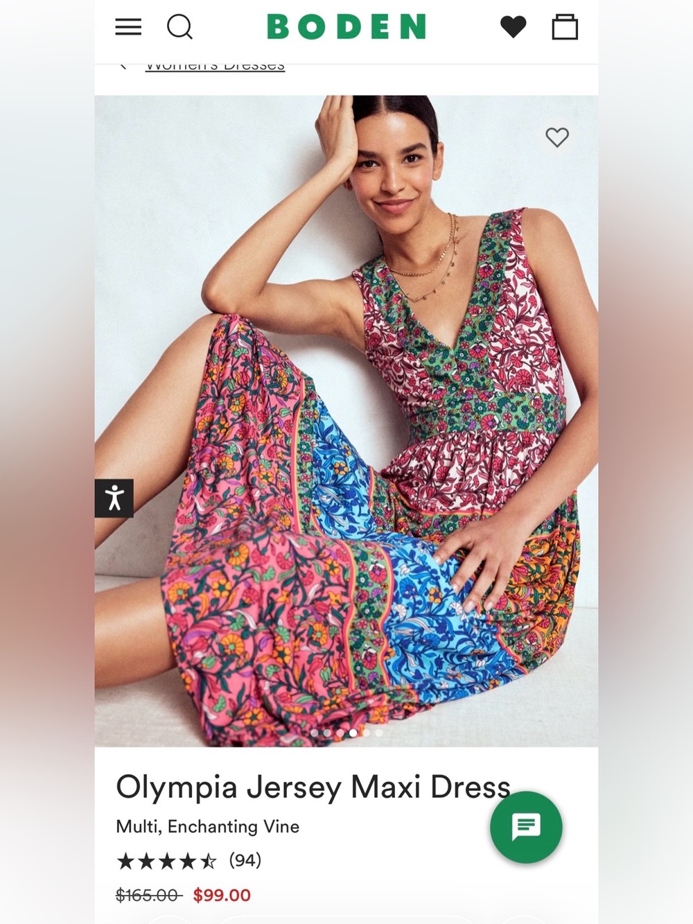 Women’s Boden Olympia Jersey Maxi Dress 10 R nwt - Picture 2 of 15